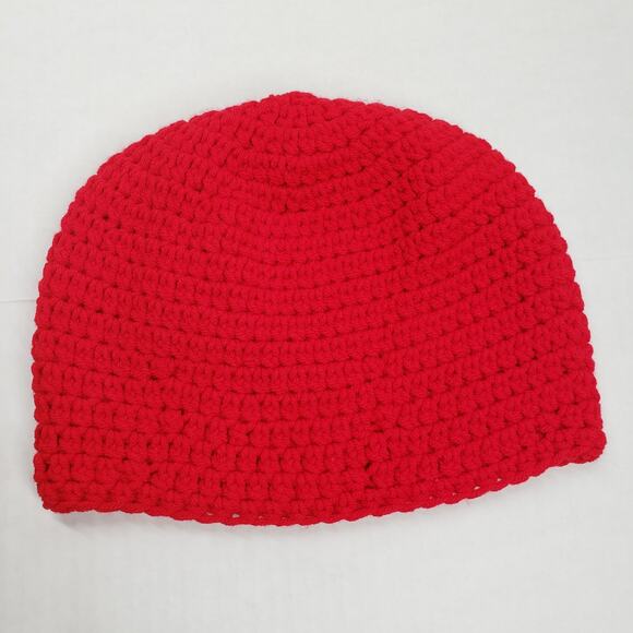 Crochet Beanie Hat Adult Red Handmade Outdoors Casual Streetwear Eclectic - Picture 9 of 12